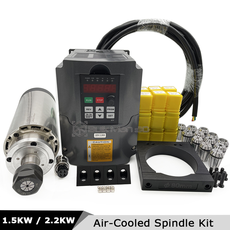 Air Cooled 1.5Kw Spindle Motor Inverter 110V - Kit de Motor de Spindle CNC